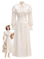 [Vorverkauf] Beige 70er Kleid mit Cape-Effekt und Ballonärmeln