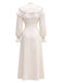 Beige 70er Kleid mit Cape-Effekt und Ballonärmeln