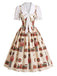 50er Weihnachts-Swingkleid mit Nussknackerprint und Wellenkragen