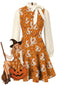 [Vorverkauf] Braunes 60er Halloween Kleid mit Geist und Blumen