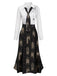 Schwarzes 30er Halloween-Kleid mit Spinnennetz und Hexenschloss