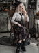 Schwarzes 30er Halloween-Kleid mit Spinnennetz und Hexenschloss