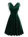 60er Samtkleid mit V-Ausschnitt und Schleifenträgern