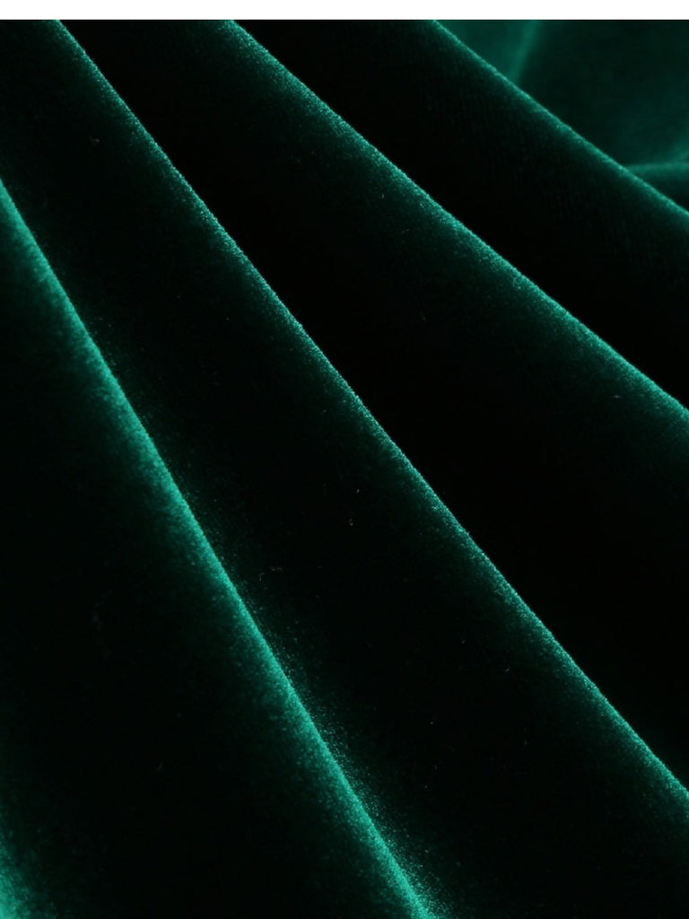 60er Samtkleid mit V-Ausschnitt und Schleifenträgern
