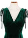 60er Samtkleid mit V-Ausschnitt und Schleifenträgern