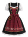 50er Oktoberfest-Dirndlset mit Puffärmeln und Blumen-Karo-Schürze