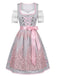 Rosa 50er Oktoberfest-Dirndl-Set mit Spitzen-Croptop und Blumenschürze