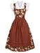 50er Oktoberfest-Dirndlset aus Rüschen-Croptop, Blumenkleid, Schürze
