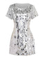 60er Disco-Paillettenkleid mit Rundhalsausschnitt