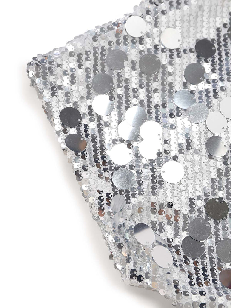 60er Disco-Paillettenkleid mit Rundhalsausschnitt
