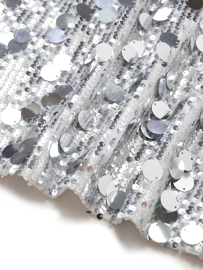 60er Disco-Paillettenkleid mit Rundhalsausschnitt