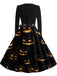 40er Halloween Swingkleid mit Kürbis und Blütenkragen