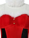 Rotes 50er Weihnachts-Samtkleid mit Fellbesatz und Schneeflocken
