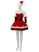 Rotes 50er Weihnachts-Samtkleid mit Fellbesatz und Schneeflocken