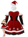 Rotes 50er Weihnachts-Samtkleid mit Fellbesatz und Schneeflocken