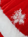 Rotes 50er Weihnachts-Samtkleid mit Fellbesatz und Schneeflocken