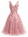 Rosa 50er Tüllkleid mit floraler Paillettenstickerei