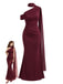 30er Meerjungfrauen-Abendkleid mit asymmetrischem Ausschnitt, Raffung und Schal-Detail