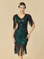 20er Gatsby-Flapperkleid mit Pailletten und Fransen