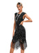 20er Gatsby-Kleid mit Pailletten, Fransen und Kappenärmeln