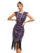 20er Gatsby-Kleid mit Pailletten, Fransen und Kappenärmeln