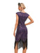 20er Gatsby-Kleid mit Pailletten, Fransen und Kappenärmeln
