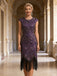 20er Gatsby-Kleid mit Pailletten, Fransen und Kappenärmeln