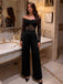 Schwarzer schulterfreier 50er Overall mit Spitzenpartien und weitem Bein