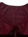 Weinrotes 60er Samt-Minikleid mit Spitzen-Glockenärmeln