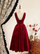 Rotes ärmelloses 50er Samtkleid mit Wasserfallrücken