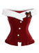 50er Weihnachtsset aus schulterfreiem Top mit Flauschbesatz und Schneeflocken-Meshrock