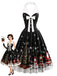 Schwarzes 50er Weihnachts-Swingkleid mit Neckholder und Schleife