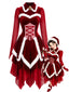 [Vorverkauf] Rotes 50er Weihnachts-Samtkleid mit Schnürung und Zipfelsaum