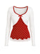 60er Lounge-Set aus Stricktop und Schlaghose mit Punkten und Spitzenbesatz