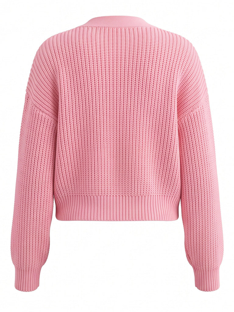 70er Weihnachts-Strickjacke mit Weihnachtsmann- und Tannenbaum-Applikationen