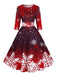 50er Schneeflocken-Printkleid mit Halbärmeln und betonter Taille