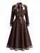 Braunes 40er Set aus Spaghettiträgerkleid & Kurzjacke mit Karobesatz