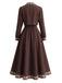 Braunes 40er Set aus Spaghettiträgerkleid & Kurzjacke mit Karobesatz