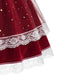 Rotes 40er Weihnachts-Samtkleid-Set im Schürzen-Look mit Meshbesatz und Schleife