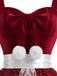 Rotes 40er Weihnachts-Samtkleid-Set im Schürzen-Look mit Meshbesatz und Schleife