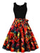 50er Halloween ärmelloses Kleid mit Kürbis- und Totenkopf-Print