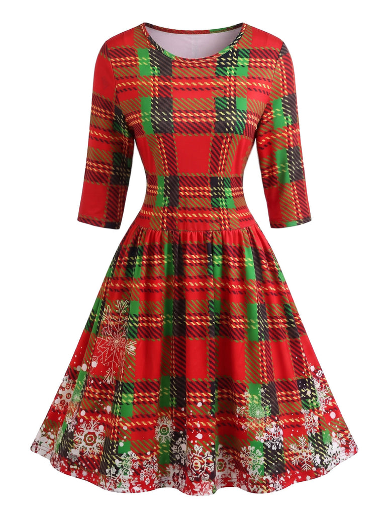 50er Weihnachts-Swingkleid mit Halbärmeln