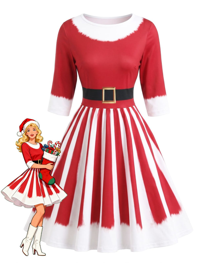 50er Weihnachts-Swingkleid mit Halbärmeln
