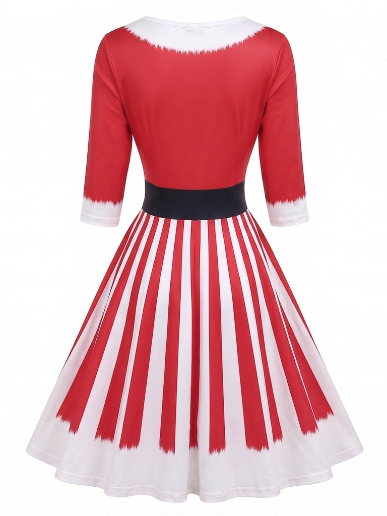 50er Weihnachts-Swingkleid mit Halbärmeln