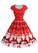 Rotes 50er Weihnachts-Swingkleid mit Weihnachtsmannprint