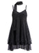 70er Glitzer-Mesh-Minikleid mit Rüschen und passendem Schal