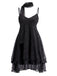 70er Glitzer-Mesh-Minikleid mit Rüschen und passendem Schal