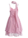 70er Glitzer-Mesh-Minikleid mit Rüschen und passendem Schal