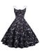 50er Kleid ohne Ärmel mit Notenprint und Bubikragen