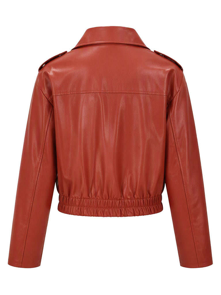 50er Biker-Kurzjacke aus Kunstleder mit elastischem Saum